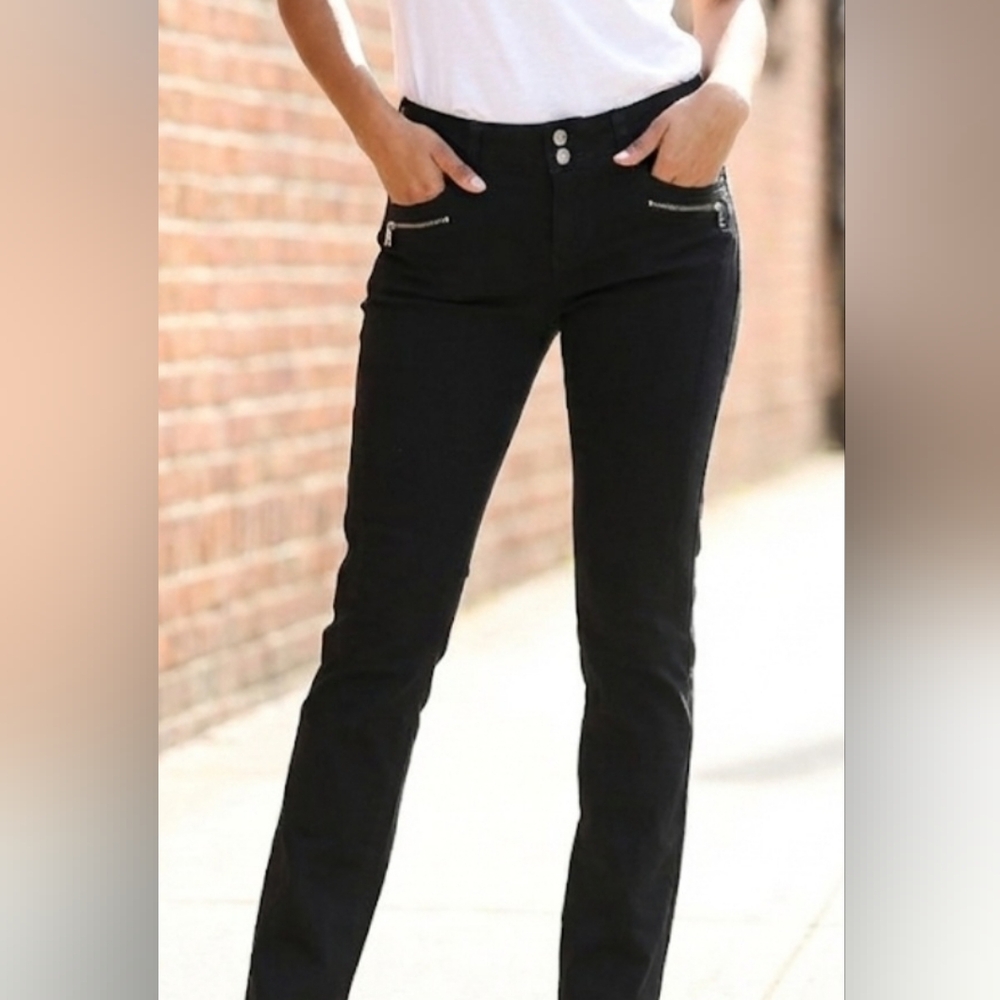 Calvin Klein Women’s Black Zip-Detail Jeans Size 2 Business Casual Workwear Chic